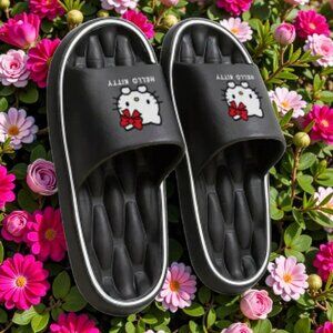 Sanrio Hello Kitty Black Plush House Slippers | Size US 5–6 🩷